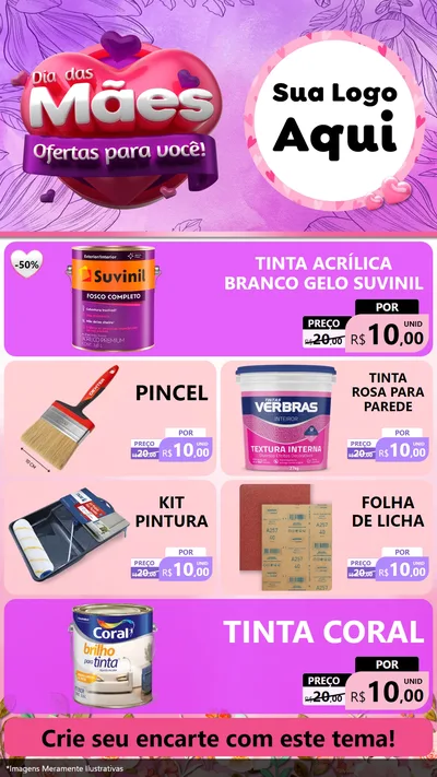 Modelo de TV para TV Vertical com o tema Dia das Mães Ofertas para Você! para Tintas e Ferramentas