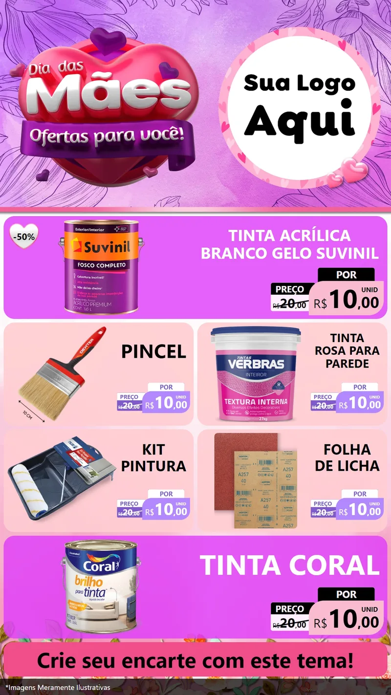 Modelo de TV para TV Vertical com o tema Dia das Mães Ofertas para Você! para Tintas e Ferramentas