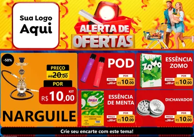 Modelo de Encarte para Encarte A4 Horizontal com o tema Alerta de Ofertas para Tabacaria