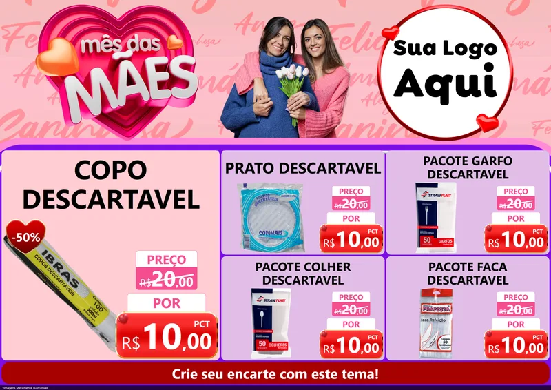 Modelo de Encarte para Encarte A4 Horizontal com o tema Mês Das Mães para Embalagens