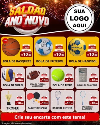 Modelo de Rede Social para Feed Instagram com o tema Saldão de Ano Novo para Artigos Esportivos
