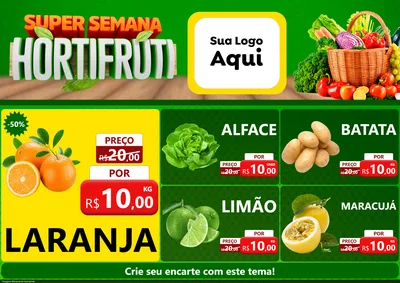 Modelo de Encarte para Encarte A4 Horizontal com o tema Super Semana Hortifrúti para Hortifrúti