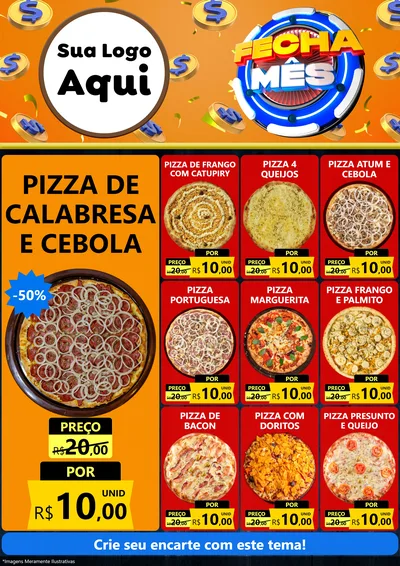 Modelo de Encarte para Encarte A4 Vertical com o tema Fecha Mês para Pizzaria