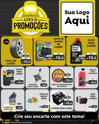 Modelo de Rede Social para Feed Instagram com o tema Alerta de Promoções para Auto peças