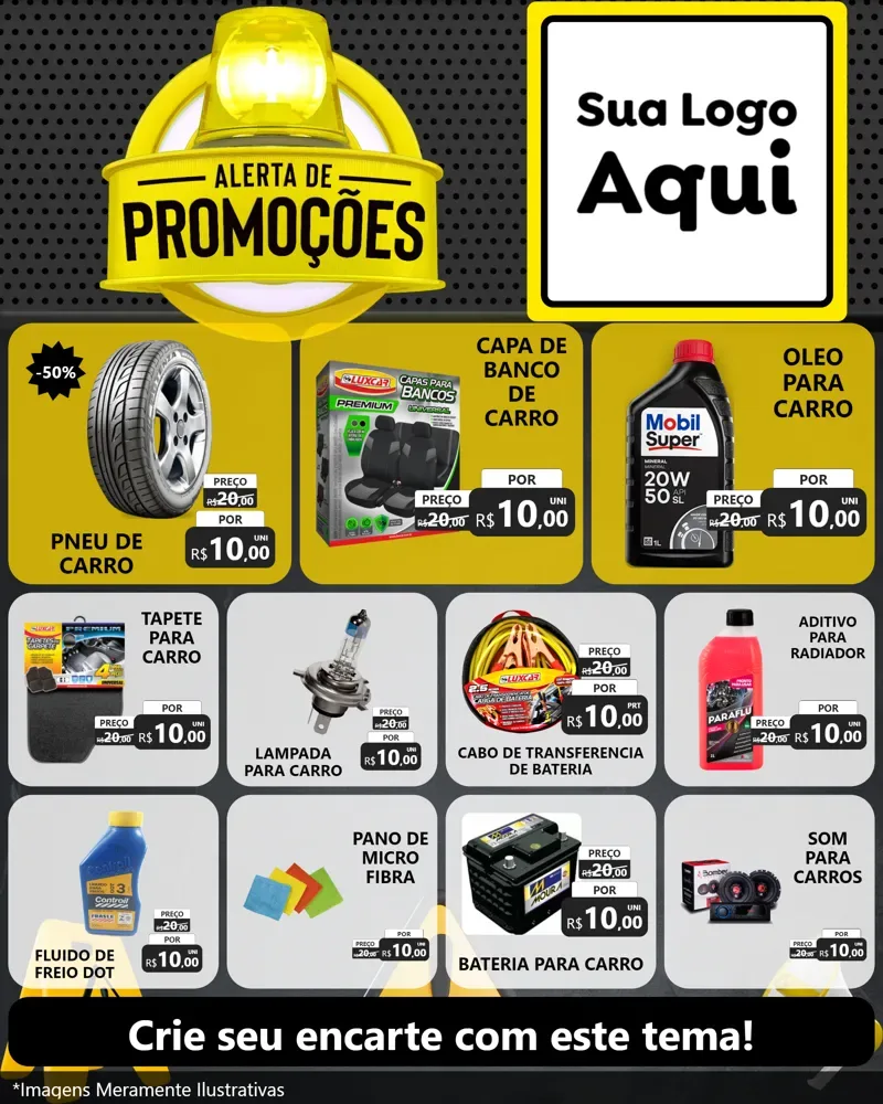 Modelo de Rede Social para Feed Instagram com o tema Alerta de Promoções para Auto peças