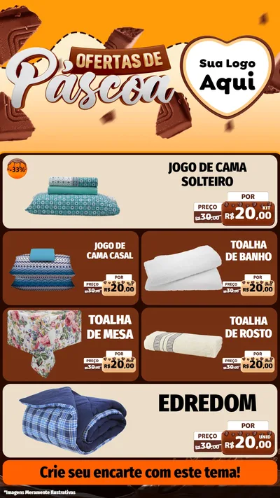 Modelo de TV para TV Vertical com o tema Ofertas de Páscoa para Cama, Mesa e Banho