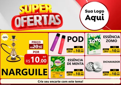 Modelo de Encarte para Encarte A4 Horizontal com o tema Super Ofertas para Tabacaria