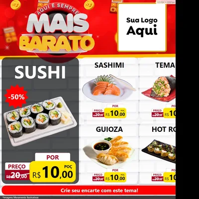 Modelo de Rede Social para Feed Facebook com o tema Mais Barato para Comida japonesa