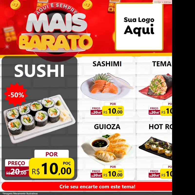 Modelo de Rede Social para Feed Facebook com o tema Mais Barato para Comida japonesa