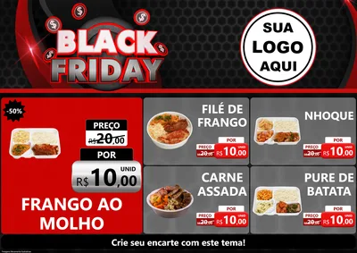Modelo de Encarte para Encarte A4 Horizontal com o tema Black Friday para Restaurante