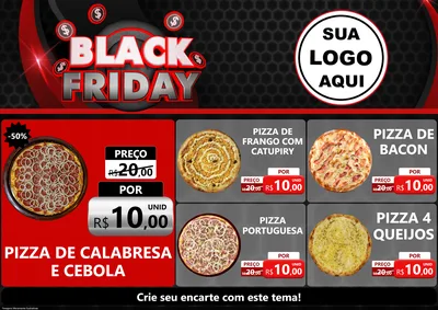 Modelo de Encarte para Encarte A4 Horizontal com o tema Black Friday para Pizzaria