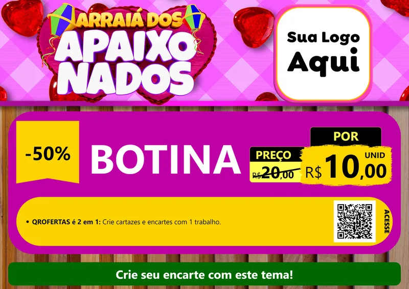 Modelo de Cartaz para Cartaz A4 Horizontal com o tema Arraiá dos Apaixonados para Agropecuária