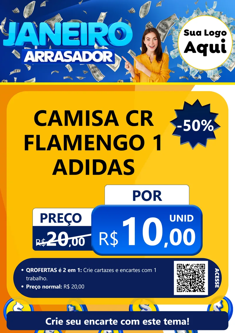 Modelo de Cartaz para Cartaz A4 Vertical com o tema Janeiro Arrasador para Roupas e acessórios