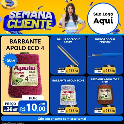 Modelo de Rede Social para Feed Facebook com o tema Semana do Cliente para Armarinho e Aviamentos