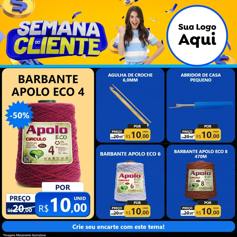 Modelo de Rede Social para Feed Facebook com o tema Semana do Cliente para Armarinho e Aviamentos