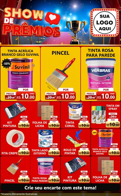Modelo de Encarte para Encarte Grande com o tema Show de Prêmios para Tintas e Ferramentas