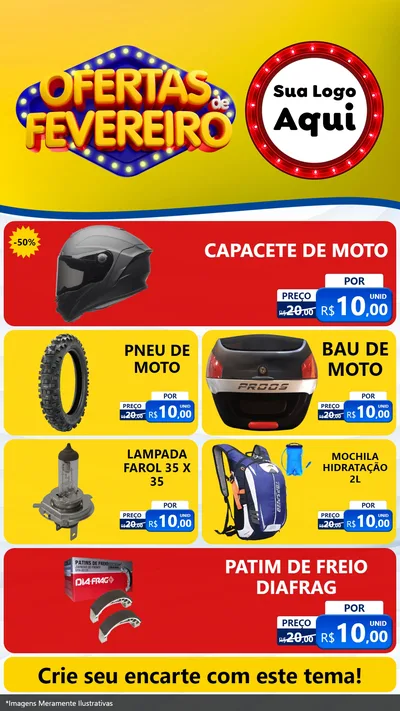 Modelo de TV para TV Vertical com o tema Ofertas de Fevereiro para Moto peças