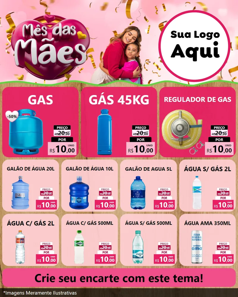 Modelo de Rede Social para Feed Instagram com o tema Mês das Mães para Água e gás