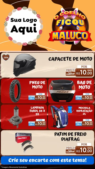 Modelo de TV para TV Vertical com o tema O Coelho Ficou Maluco - Páscoa para Moto peças