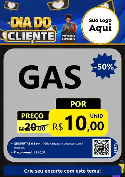 Modelo de Cartaz para Cartaz A4 Vertical com o tema Dia Do Cliente para Água e gás