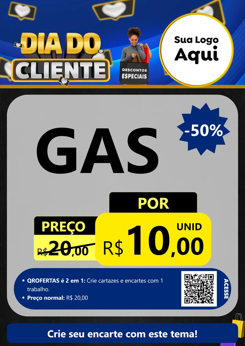 Modelo de Cartaz para Cartaz A4 Vertical com o tema Dia Do Cliente para Água e gás