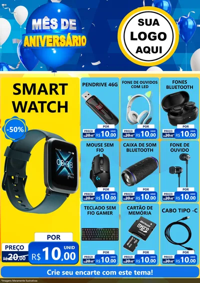 Modelo de Encarte para Encarte A4 Vertical com o tema Mês de Aniversário para Informática