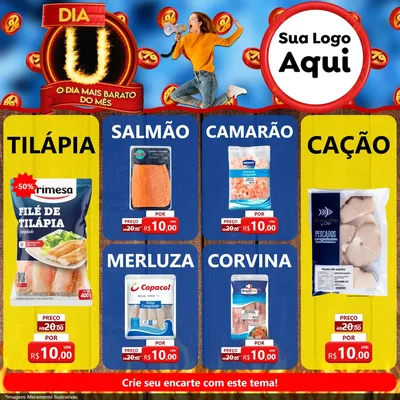 Modelo de Rede Social para Feed Facebook com o tema Dia U - O Dia Mais Barato Do Mês para Peixaria