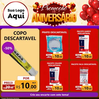 Modelo de Rede Social para Feed Facebook com o tema Promoção de Aniversário para Embalagens