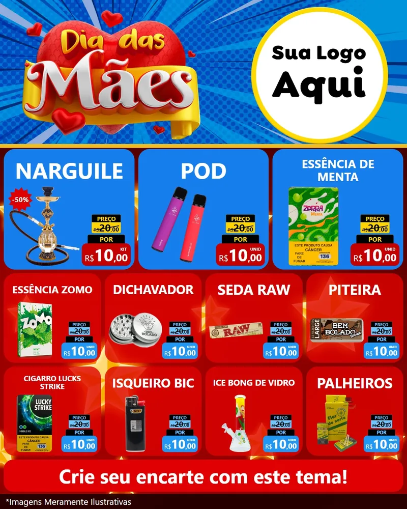 Modelo de Rede Social para Feed Instagram com o tema Dia das Mães para Tabacaria