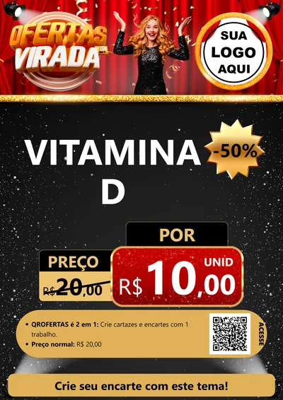 Modelo de Cartaz para Cartaz A4 Vertical com o tema Ofertas da Virada para Farmácia