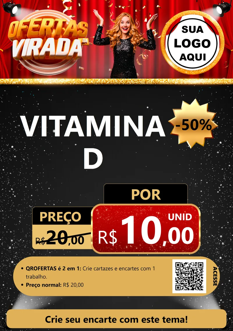 Modelo de Cartaz para Cartaz A4 Vertical com o tema Ofertas da Virada para Farmácia