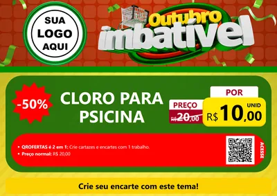 Modelo de Cartaz para Cartaz A4 Horizontal com o tema Outubro Imbatível para Produtos para Piscina