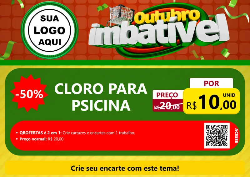 Modelo de Cartaz para Cartaz A4 Horizontal com o tema Outubro Imbatível para Produtos para Piscina