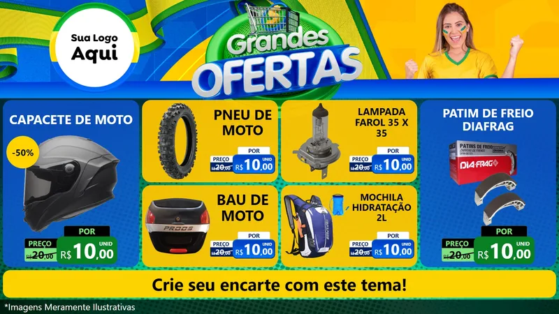 Modelo de TV para TV Horizontal com o tema Grandes Ofertas para Moto peças