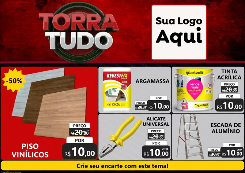 Modelo de Encarte para Encarte A4 Horizontal com o tema Torra Tudo para Material para Construção