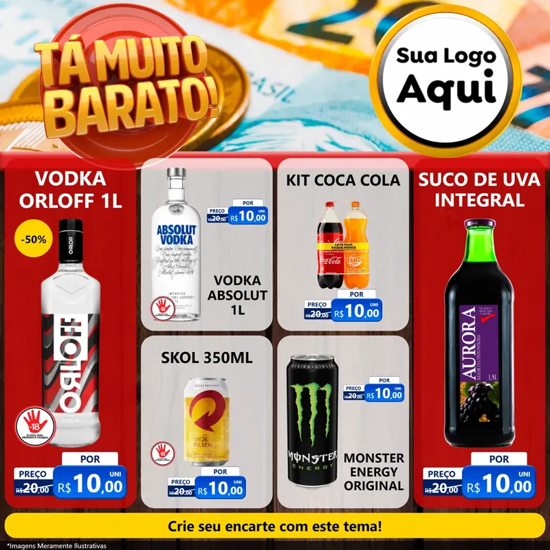 Modelo de Rede Social para Feed Facebook com o tema Está Muito Barato para Distribuidora de bebidas