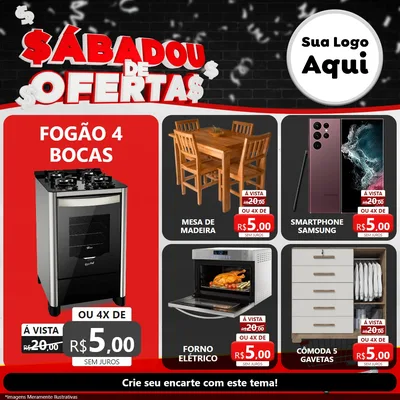 Modelo de Rede Social para Feed Facebook com o tema Sabadou de Ofertas para Móveis e Eletro
