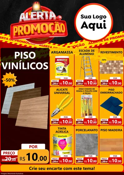 Modelo de Encarte para Encarte A4 Vertical com o tema Alerta de Promoção para Material para Construção