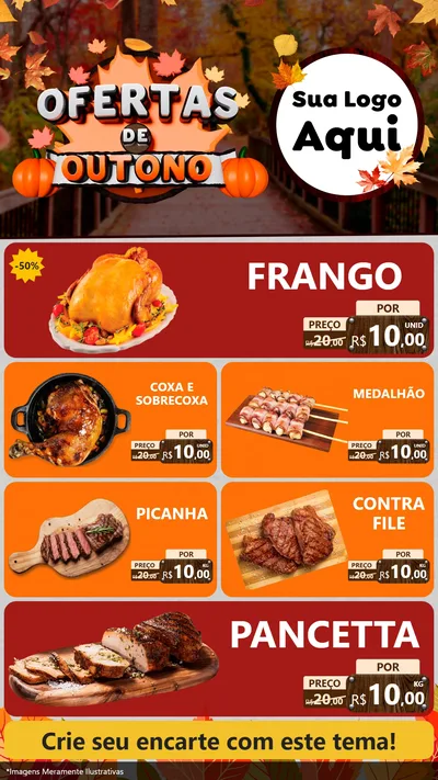 Modelo de TV para TV Vertical com o tema Ofertas de Outono para Assados