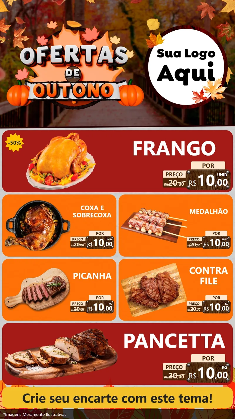 Modelo de TV para TV Vertical com o tema Ofertas de Outono para Assados