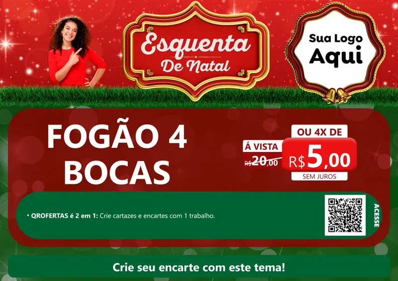 Modelo de Cartaz para Cartaz A4 Horizontal com o tema Esquenta de Natal para Móveis e Eletro