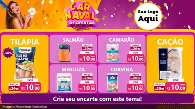 Modelo de TV para TV Horizontal com o tema Carnaval de Ofertas para Peixaria