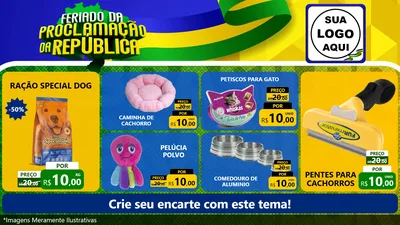 Modelo de TV para TV Horizontal com o tema Feriado da Proclamação da República para Pet Shop