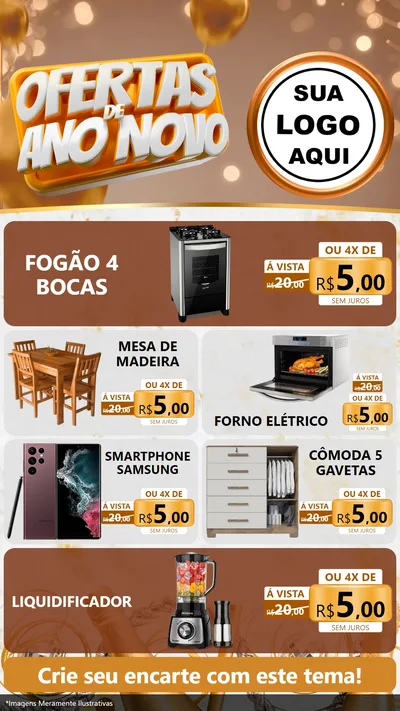 Modelo de TV para TV Vertical com o tema Ofertas de Ano Novo para Móveis e Eletro