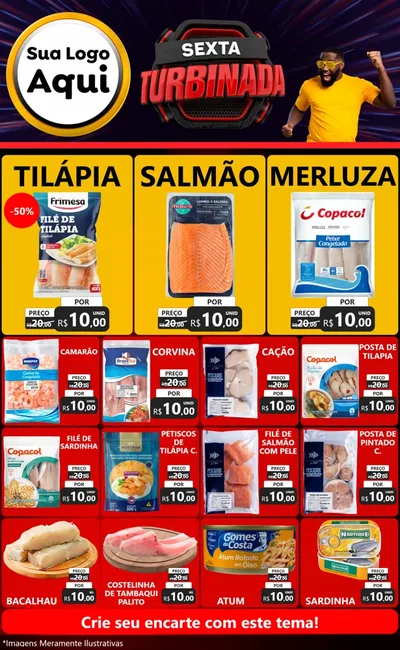Modelo de Encarte para Encarte Grande com o tema Sexta Turbinada para Peixaria