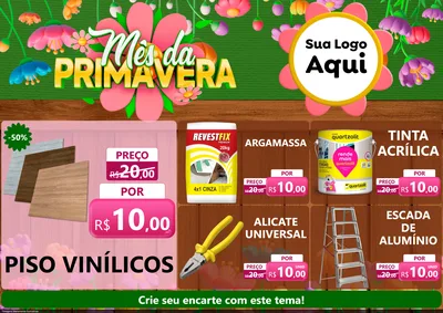 Modelo de Encarte para Encarte A4 Horizontal com o tema Mês da Primavera para Material para Construção