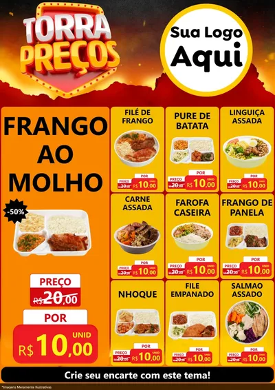 Modelo de Encarte para Encarte A4 Vertical com o tema Torra Preços para Restaurante