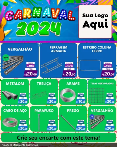 Modelo de Rede Social para Feed Instagram com o tema Carnaval 2027 para Ferragens