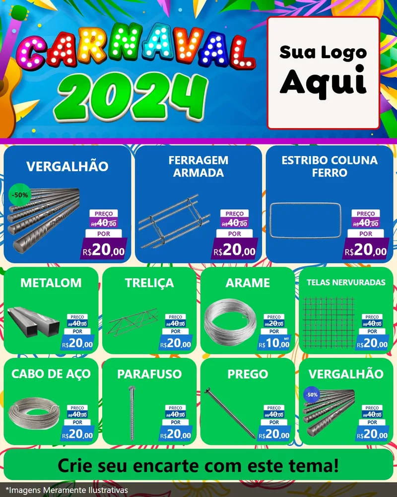 Modelo de Rede Social para Feed Instagram com o tema Carnaval 2027 para Ferragens