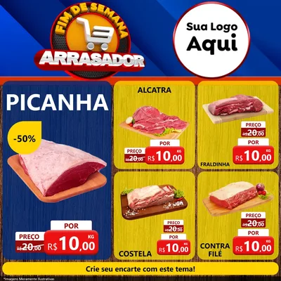 Modelo de Rede Social para Feed Facebook com o tema Fim De Semana Arrasador para Açougue